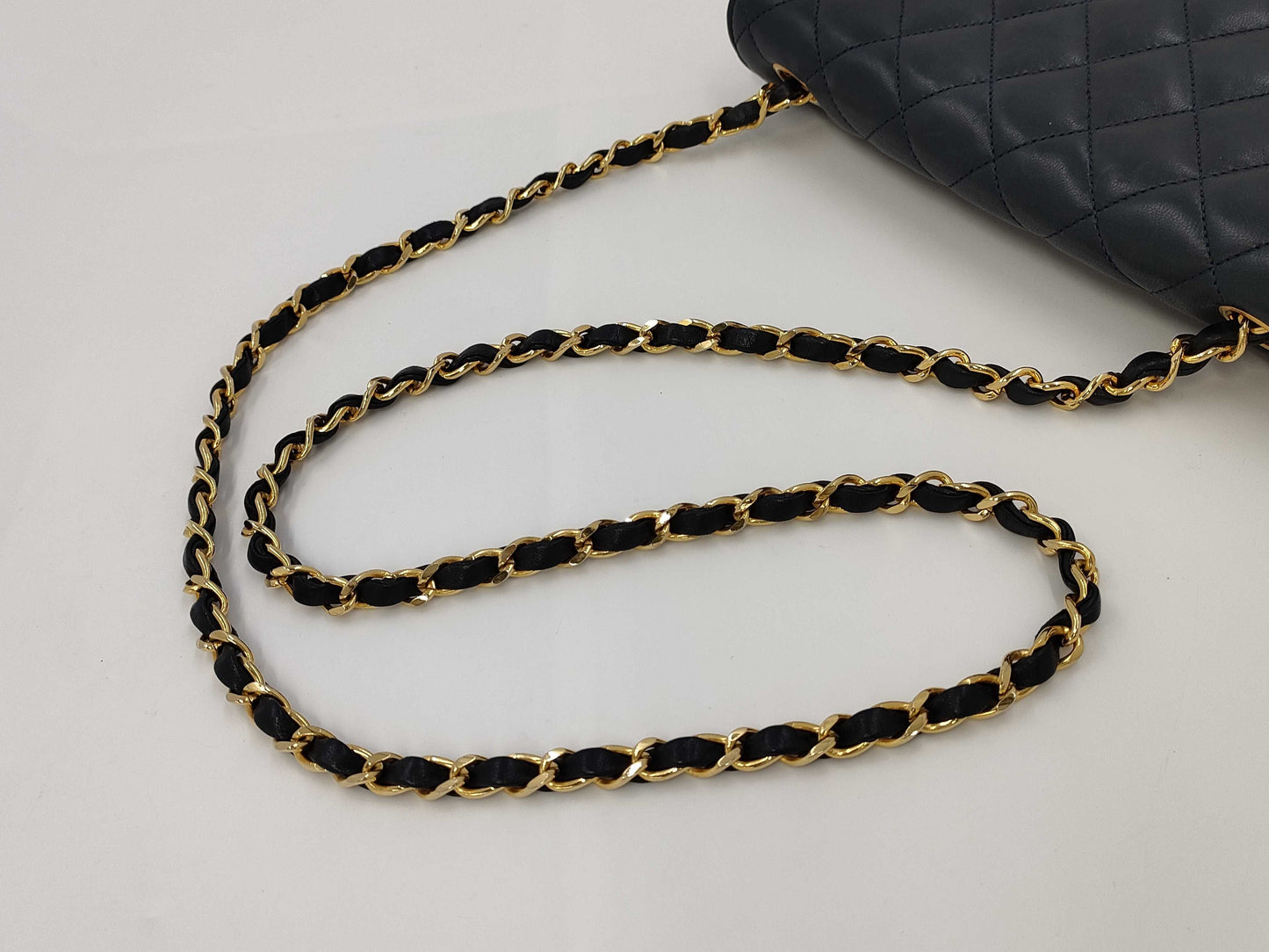 CHANEL Lambskin Matelasse 22 Shoulder Bag with Full Flap, S-Chain, GD Hardware, Navy Blue, Seal, Card Included, 0383095