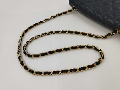 CHANEL Lambskin Matelasse 22 Shoulder Bag with Full Flap, S-Chain, GD Hardware, Navy Blue, Seal, Card Included, 0383095