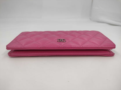CHANEL Caviar Skin Matelasse Long Wallet with Coco Mark SV Hardware and Pink Seal, 21086404, Box and Dust Bag Included