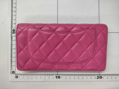 CHANEL Caviar Skin Matelasse Long Wallet with Coco Mark SV Hardware and Pink Seal, 21086404, Box and Dust Bag Included