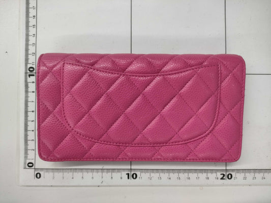 CHANEL Caviar Skin Matelasse Long Wallet with Coco Mark SV Hardware and Pink Seal, 21086404, Box and Dust Bag Included