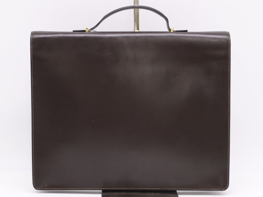 HERMES Leather Kelly Cross Briefcase, Brown, K Stamp, 1981, Business Bag