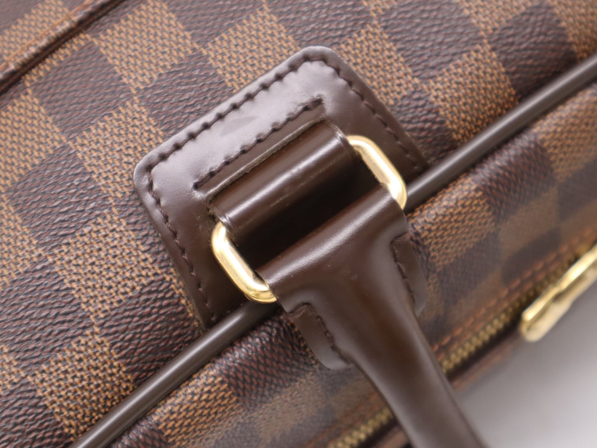 LOUIS VUITTON Damier N23252 Damier Curl Business Bag with Name Tag and Charm