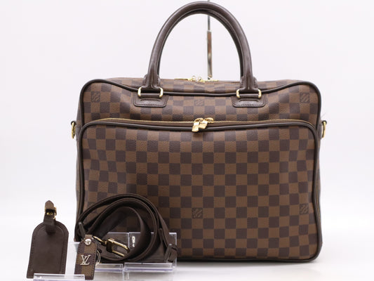 LOUIS VUITTON Damier N23252 Damier Curl Business Bag with Name Tag and Charm
