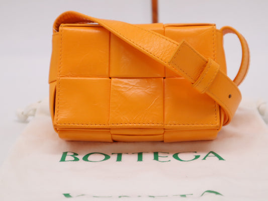 BOTTEGA VENETA Maxi Intrecciato Candy Cassette Shoulder Bag, Orange, with Dust Bag
