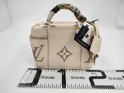 LOUIS VUITTON M45599 Monogram Empreinte Vanity PM Handbag with RFID Ready Scarf, Strap, Cloche, Padlock, Two Keys, and Dust Bag