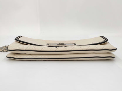 CHANEL CHANEL Shoulder Bag 2.55 East West White with Seal Chain Shoulder Bag