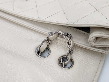CHANEL CHANEL Shoulder Bag 2.55 East West White with Seal Chain Shoulder Bag
