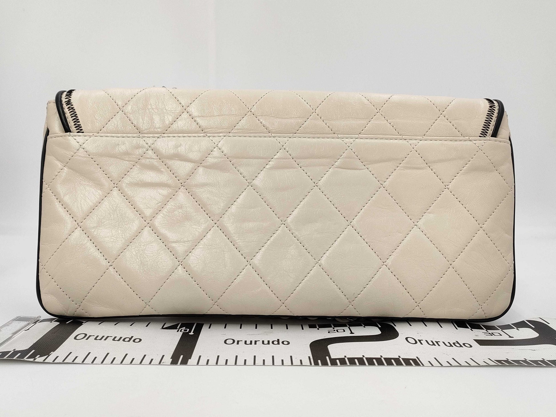 CHANEL CHANEL Shoulder Bag 2.55 East West White with Seal Chain Shoulder Bag