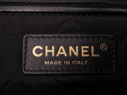 CHANEL CHANEL 22 Shiny Calfskin Chain Shoulder Bag with Gold Hardware and Pouch, AS3260, Serial Number Plate, Black, Shoulder Bag