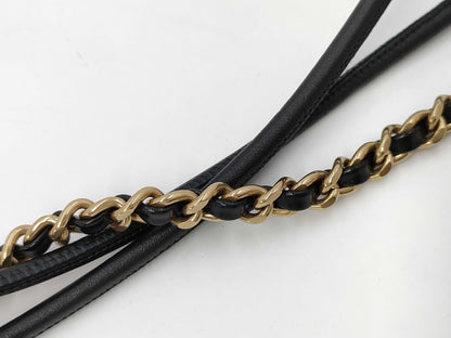 CHANEL CHANEL 22 Shiny Calfskin Chain Shoulder Bag AS3980 with Gold Hardware and Serial Number Plate in Black