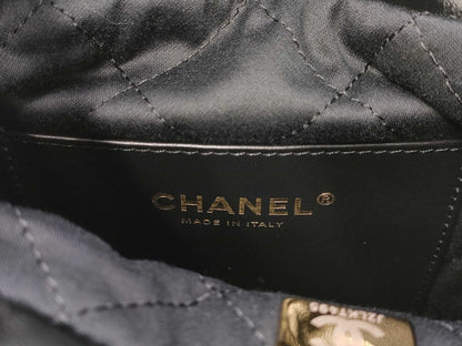 CHANEL CHANEL 22 Shiny Calfskin Chain Shoulder Bag AS3980 with Gold Hardware and Serial Number Plate in Black