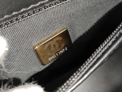CHANEL Matelasse 2-Way Handbag with Gold Hardware, Chain Shoulder Bag, W19cm, AS4416, Serial Number Plate, Black