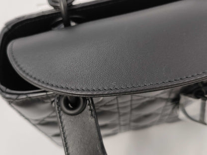 Dior Christian Dior Lady Dior Cannage Black Hardware 2-Way Handbag Shoulder Bag Leather Black Handbag