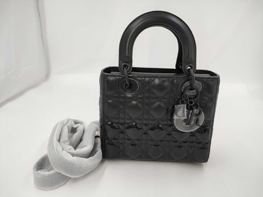 Dior Christian Dior Lady Dior Cannage Black Hardware 2-Way Handbag Shoulder Bag Leather Black Handbag