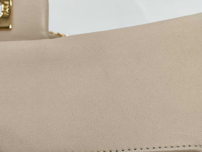 CHANEL Matelasse 25 Beige Lambskin Shoulder Bag with Box and Guarantee Card