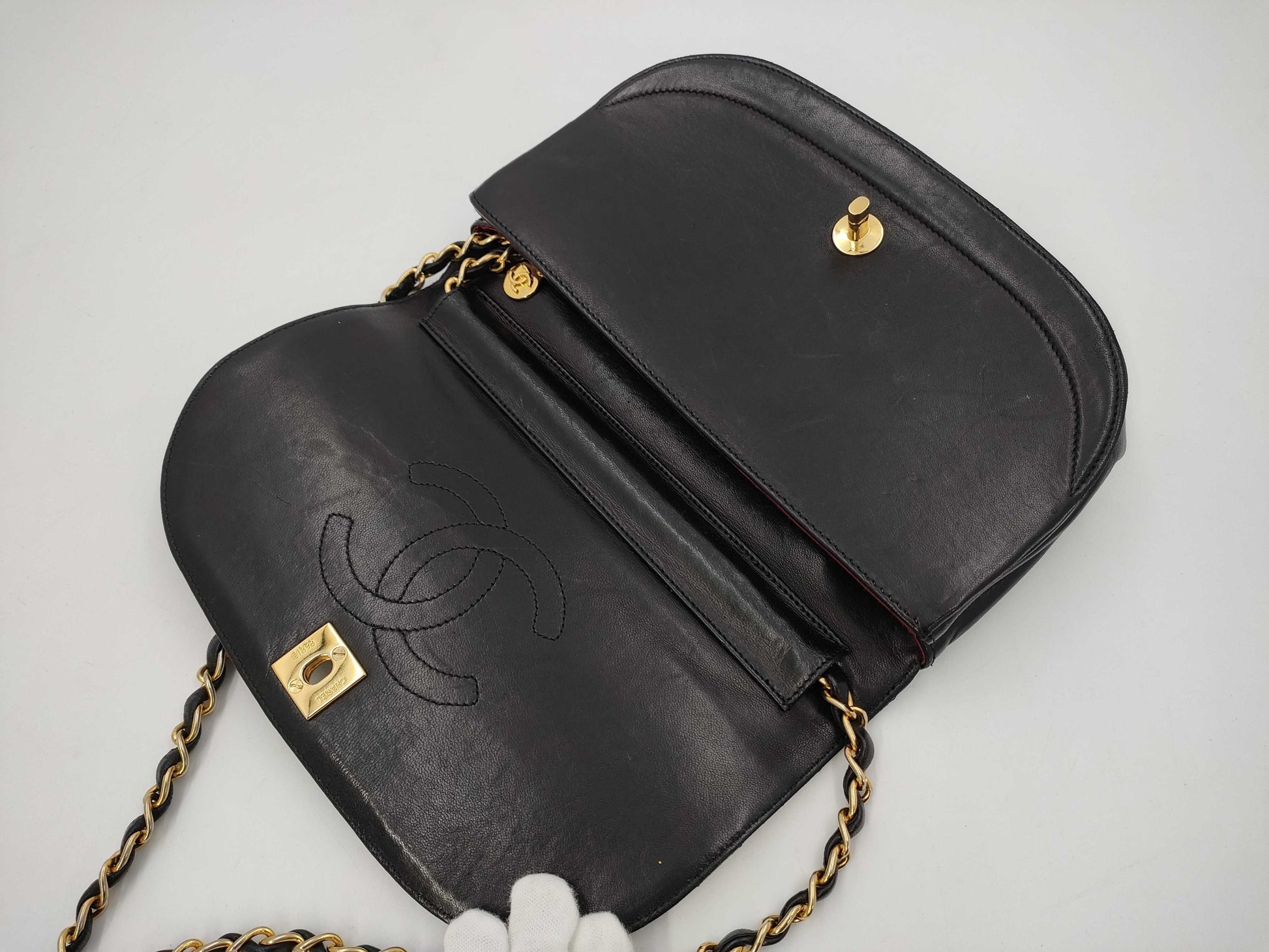 CHANEL Lambskin Half Moon Chain Bag, 0 Series, Shoulder Bag