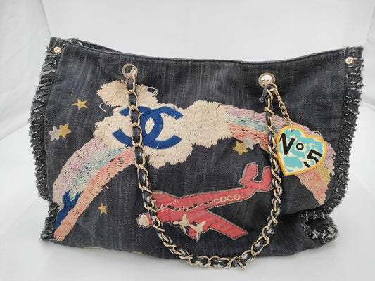 CHANEL Chanel denim shoulder bag tote bag