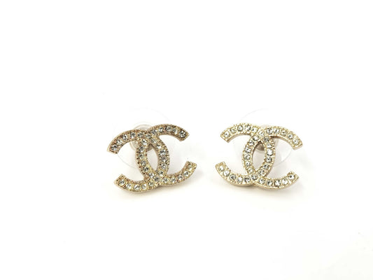 CHANEL A11P Coco Mark Rhinestone Earrings