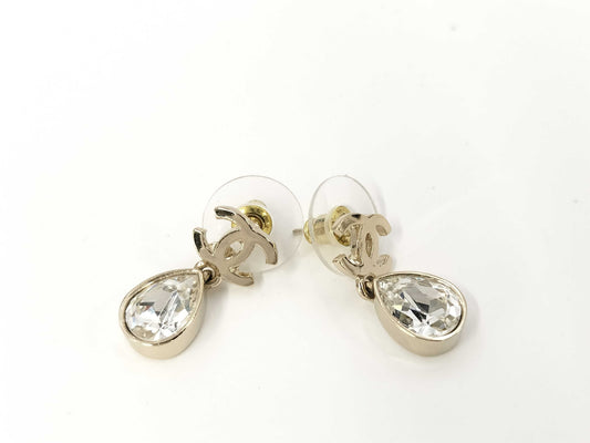 CHANEL A22C Coco Mark Rhinestone Drop Earrings