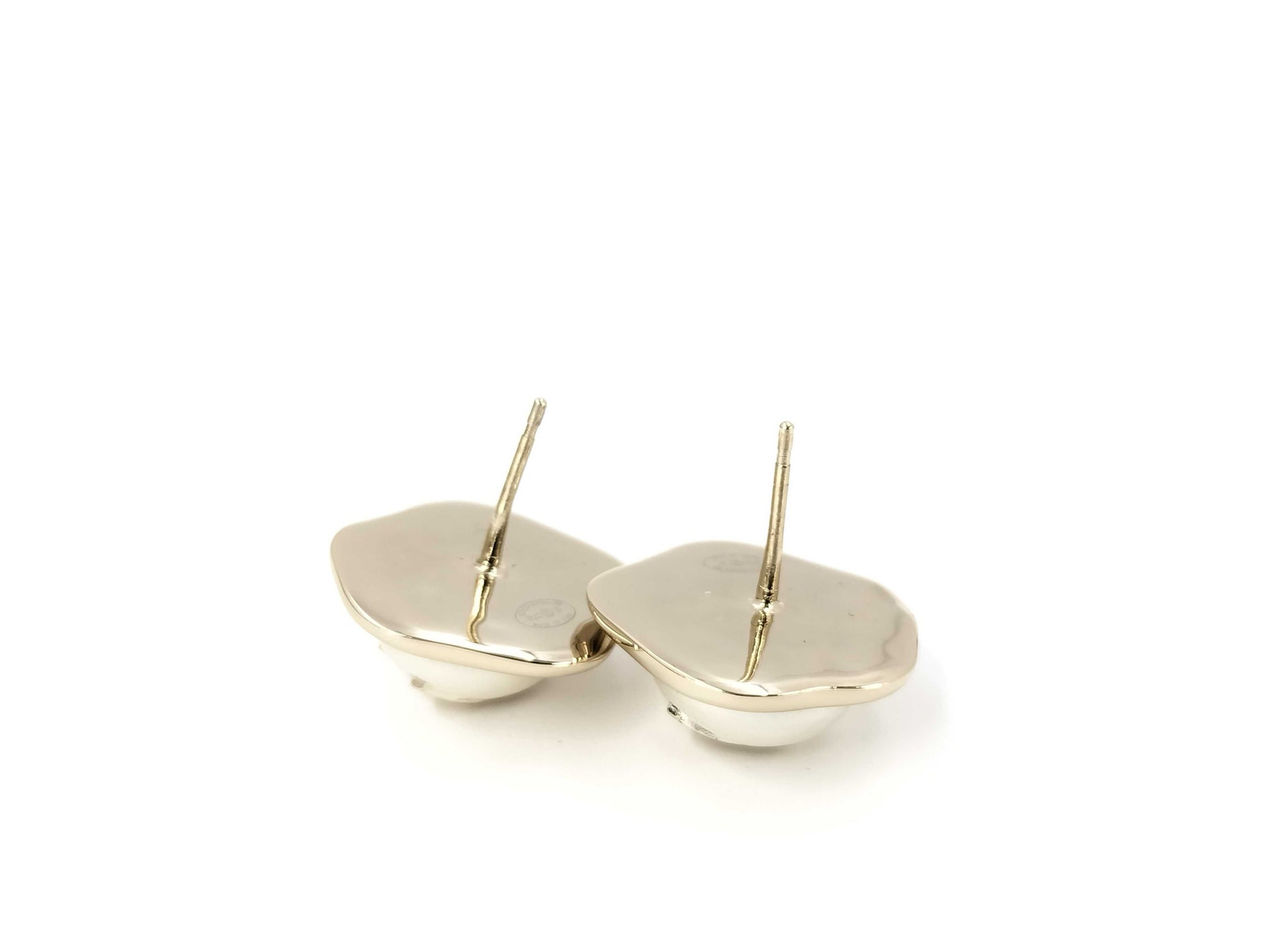 CHANEL Pentagonal Pearl Earrings with Coco Mark and Rhinestones B22S