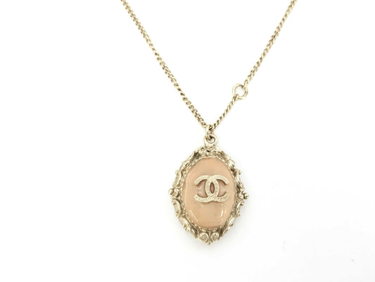 CHANEL B13C Color Stone Coco Mark GP Necklace