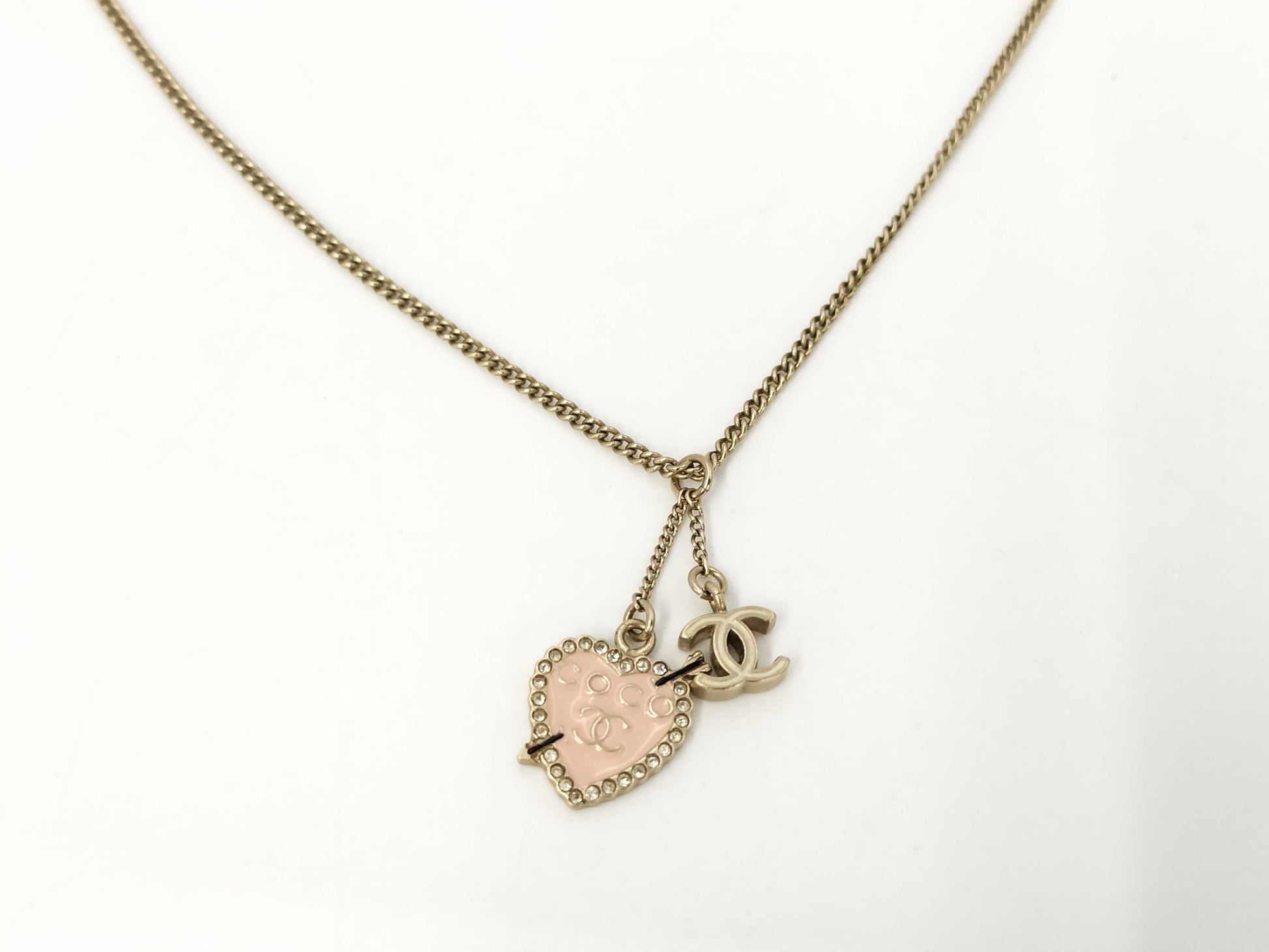 CHANEL Heart Arrow Coco Mark Pink 10P Necklace