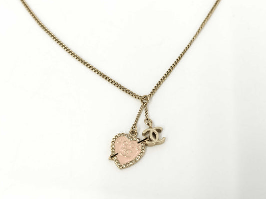 CHANEL Heart Arrow Coco Mark Pink 10P Necklace
