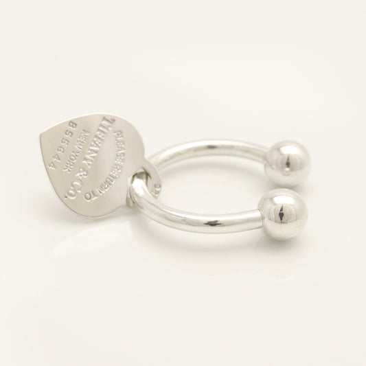 Tiffany & Co. Return to Tiffany Heart Tag Key Ring, 925 Sterling Silver, 21.11g Charm