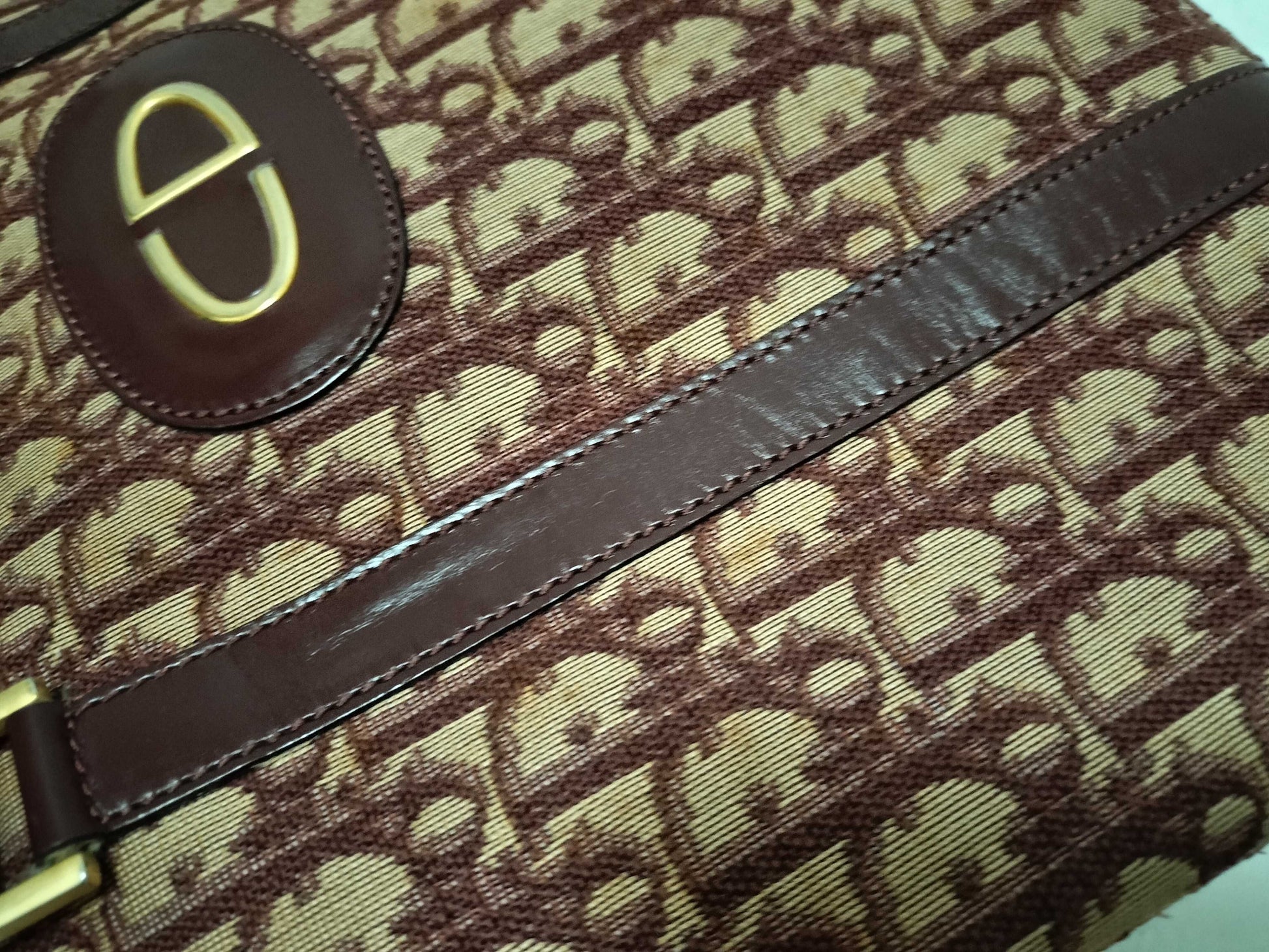 Dior Trotter Christian Dior Mini Boston Canvas Bordeaux Handbag