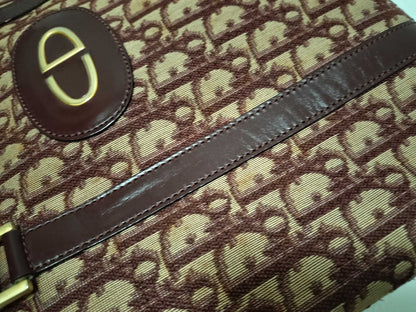 Dior Trotter Christian Dior Mini Boston Canvas Bordeaux Handbag