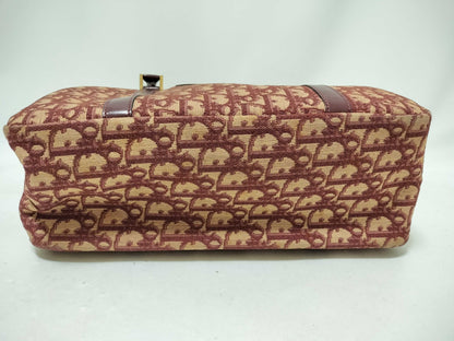 Dior Trotter Christian Dior Mini Boston Canvas Bordeaux Handbag