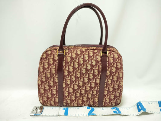 Dior Trotter Christian Dior Mini Boston Canvas Bordeaux Handbag