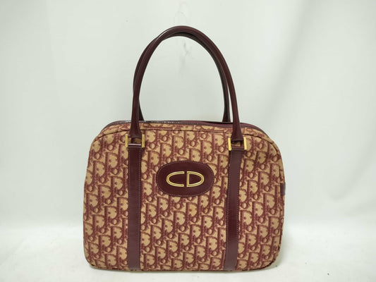Dior Trotter Christian Dior Mini Boston Canvas Bordeaux Handbag