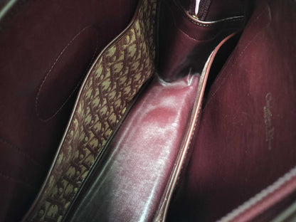 Dior Trotter Christian Dior Mini Boston Canvas Bordeaux Handbag