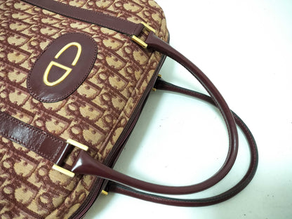 Dior Trotter Christian Dior Mini Boston Canvas Bordeaux Handbag