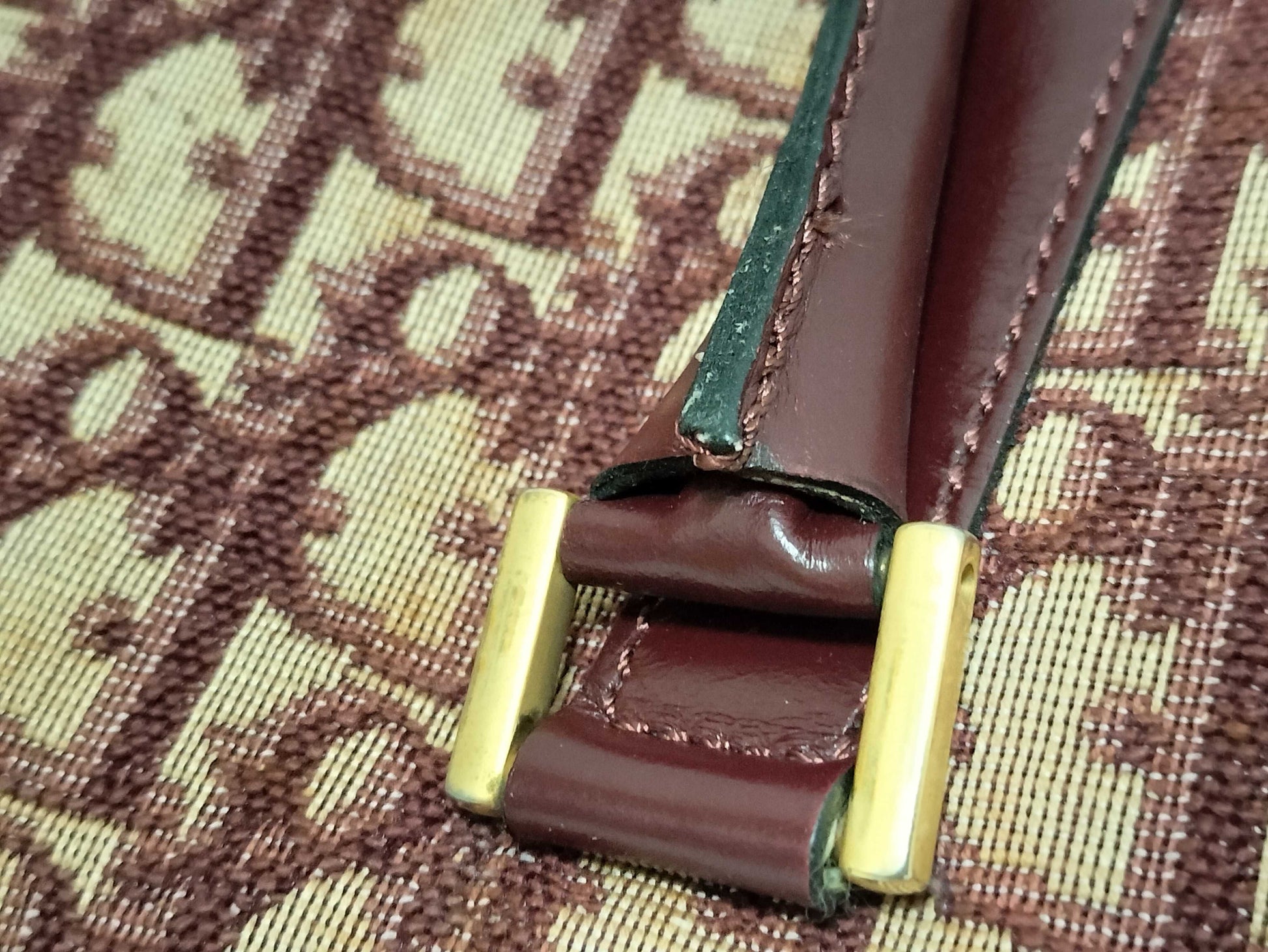 Dior Trotter Christian Dior Mini Boston Canvas Bordeaux Handbag