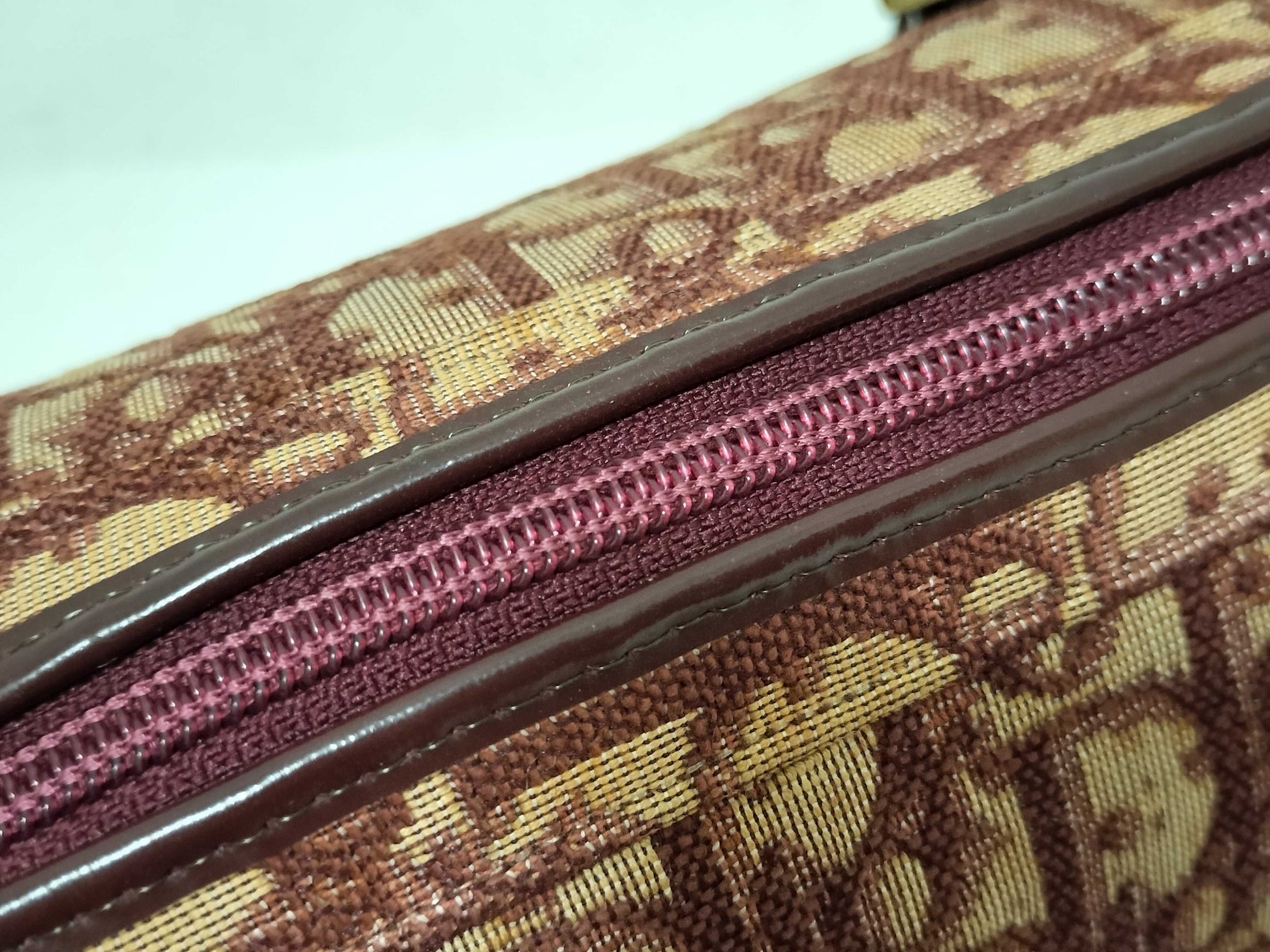Dior Trotter Christian Dior Mini Boston Canvas Bordeaux Handbag