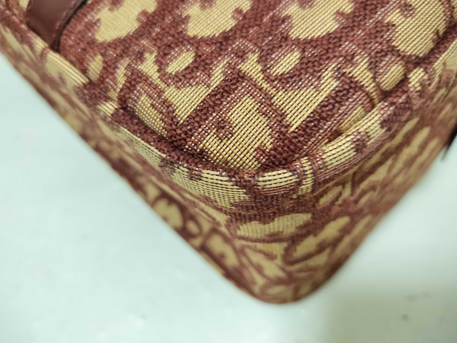 Dior Trotter Christian Dior Mini Boston Canvas Bordeaux Handbag