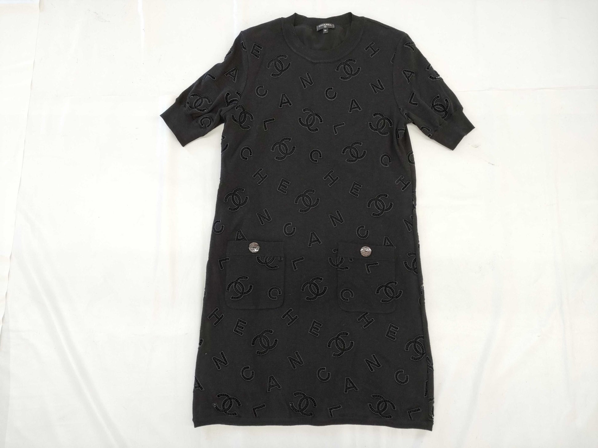 CHANEL CHANEL Coco Mark All-Over Print Dress Button Size 36 Dress