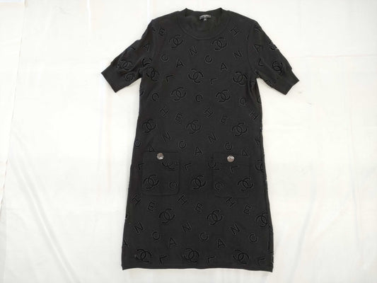 CHANEL CHANEL Coco Mark All-Over Print Dress Button Size 36 Dress