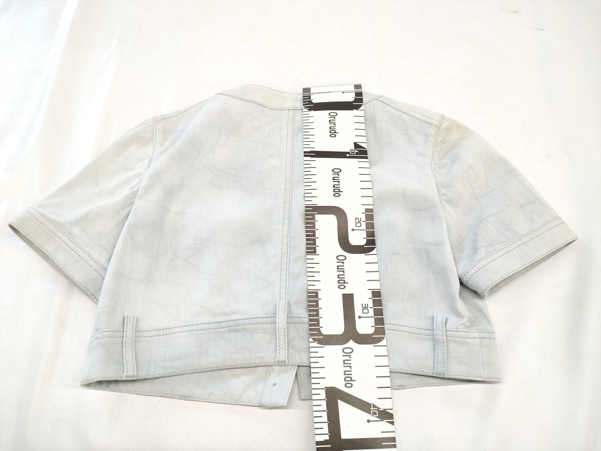 CHANEL Short Sleeve Cropped Denim Jacket, Size 38