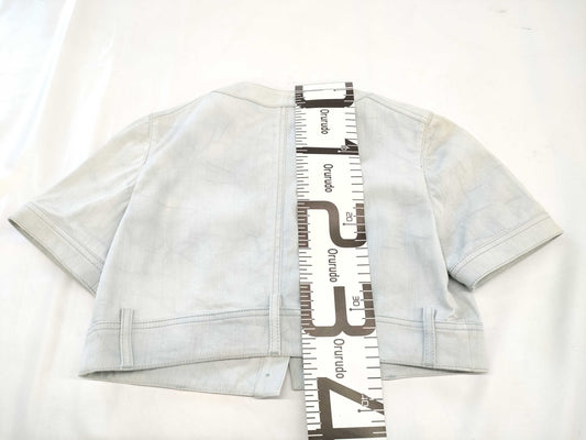 CHANEL Short Sleeve Cropped Denim Jacket, Size 38