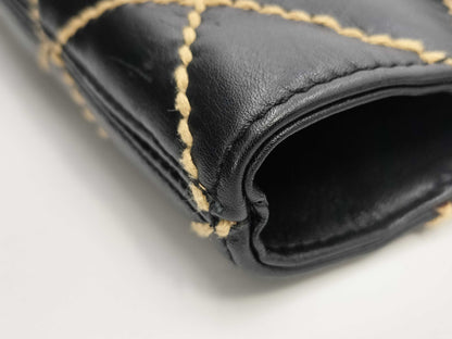 CHANEL Wild Stitch Calfskin Black GD Hardware Tote Bag A18126