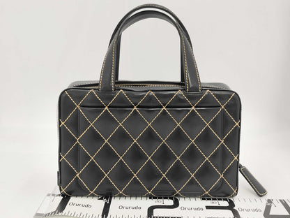 CHANEL Wild Stitch Calfskin Black GD Hardware A18121 7639185 Seal Included No Card Included Handbag