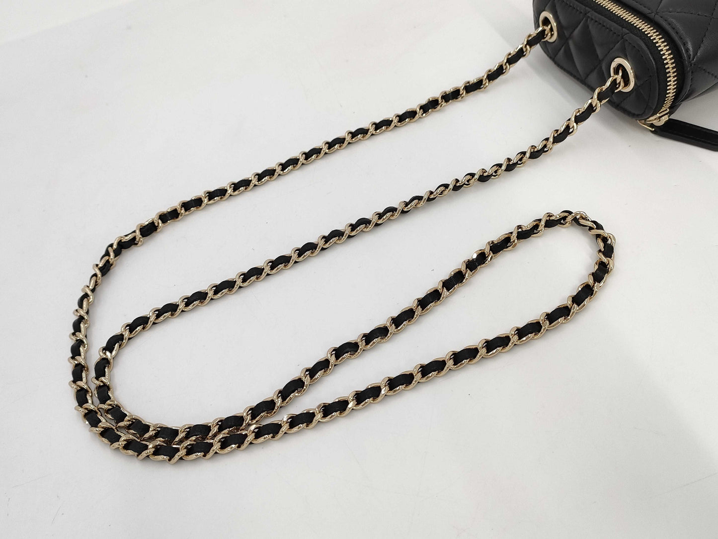 CHANEL Chain Vanity Bag Mini Matelasse Lambskin Black GD Hardware AP1466 Shoulder Bag