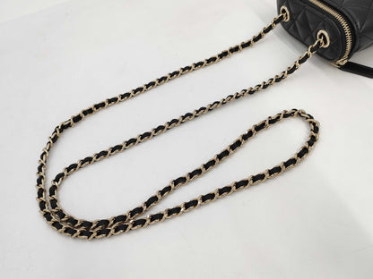 CHANEL Chain Vanity Bag Mini Matelasse Lambskin Black GD Hardware AP1466 Shoulder Bag