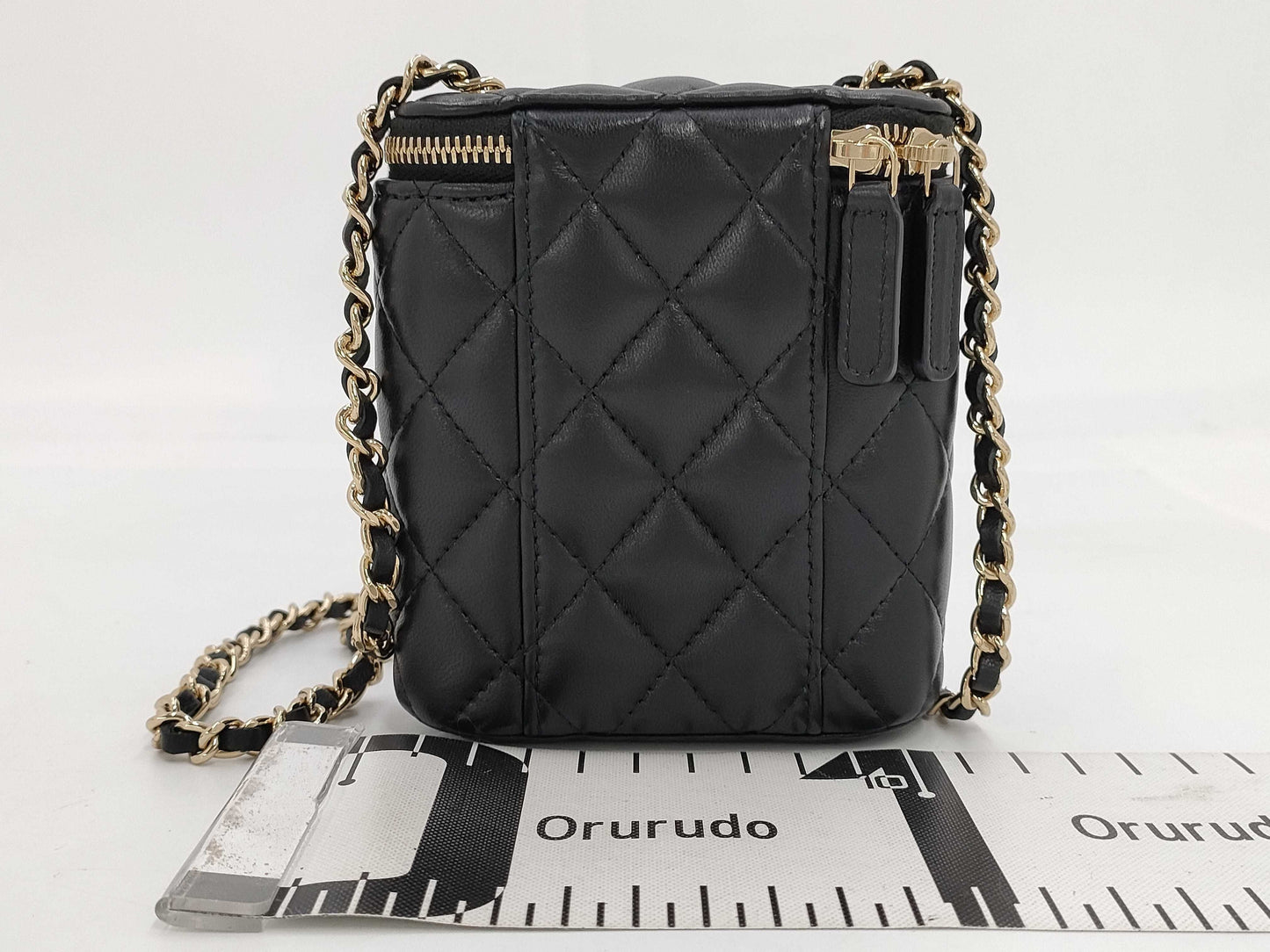 CHANEL Chain Vanity Bag Mini Matelasse Lambskin Black GD Hardware AP1466 Shoulder Bag