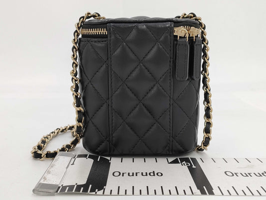 CHANEL Chain Vanity Bag Mini Matelasse Lambskin Black GD Hardware AP1466 Shoulder Bag