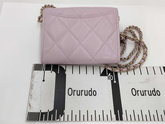CHANEL Mini Chain Wallet Matelasse Caviar Leather Pink GD Hardware AP0238 A3U58K07 Shoulder Bag